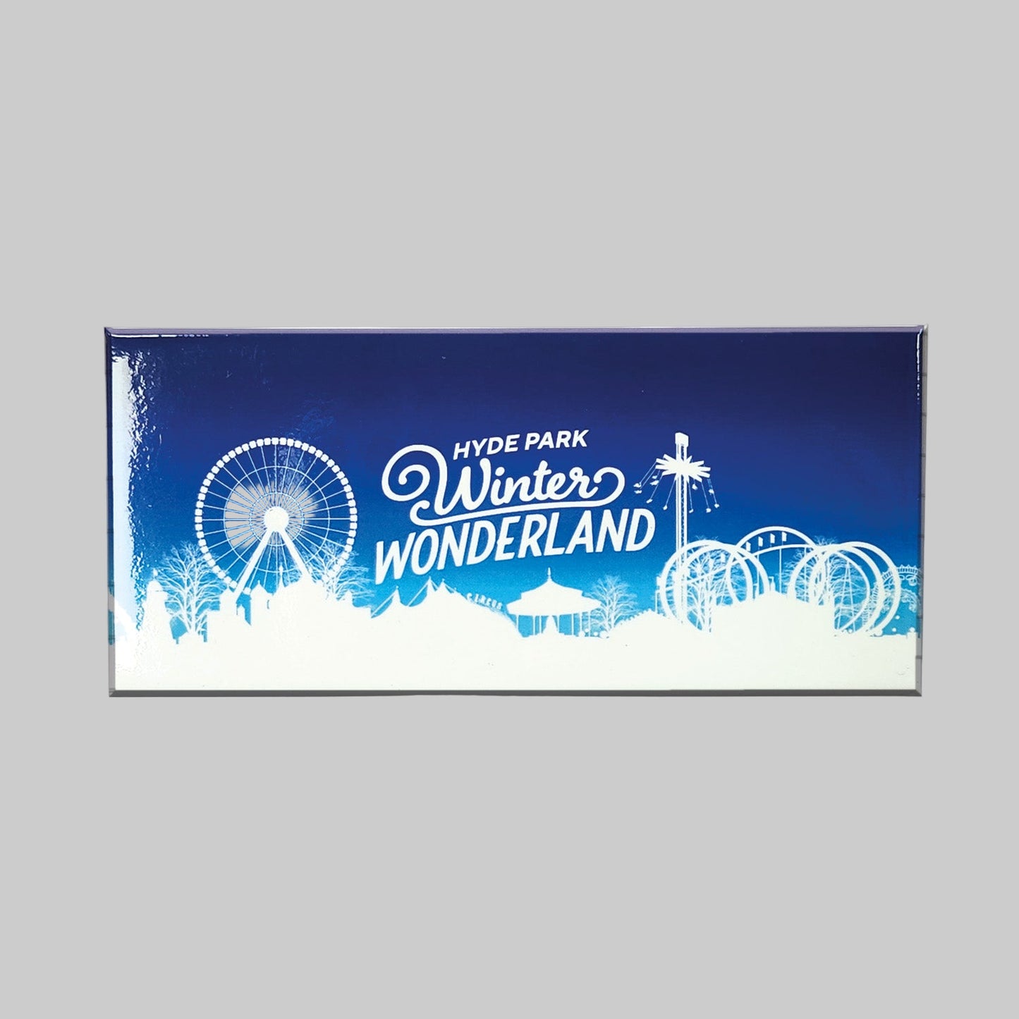 Winter Wonderland Fairground Blue Glossy Magnet