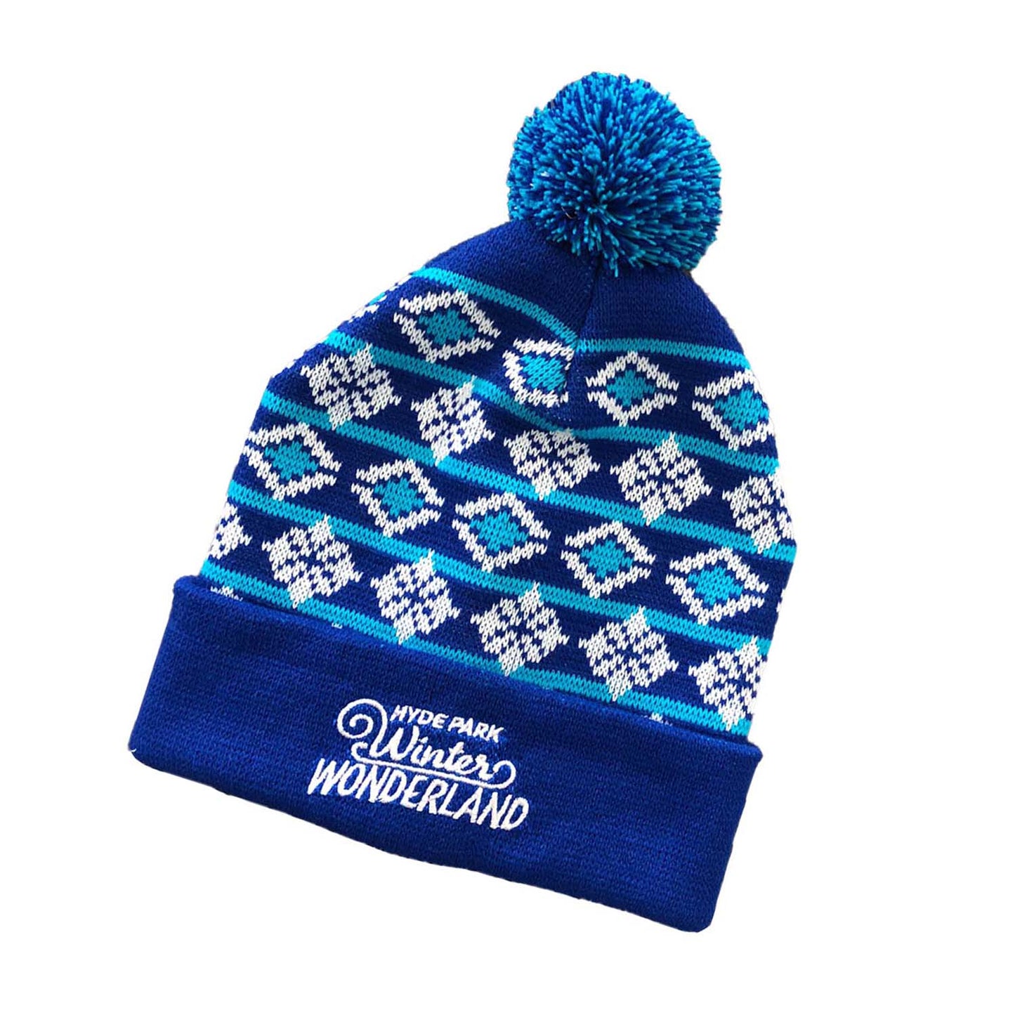Winter Wonderland Snowflake Dark Blue Beanie