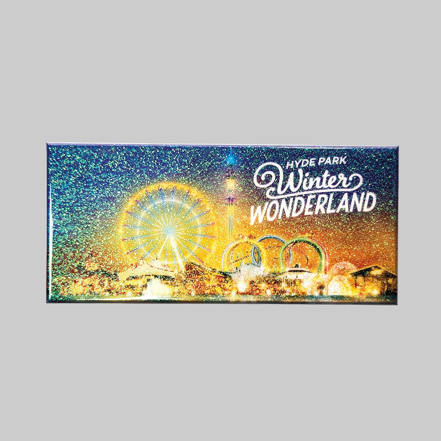 Winter Wonderland Sunset Yellow Glitter Magnet