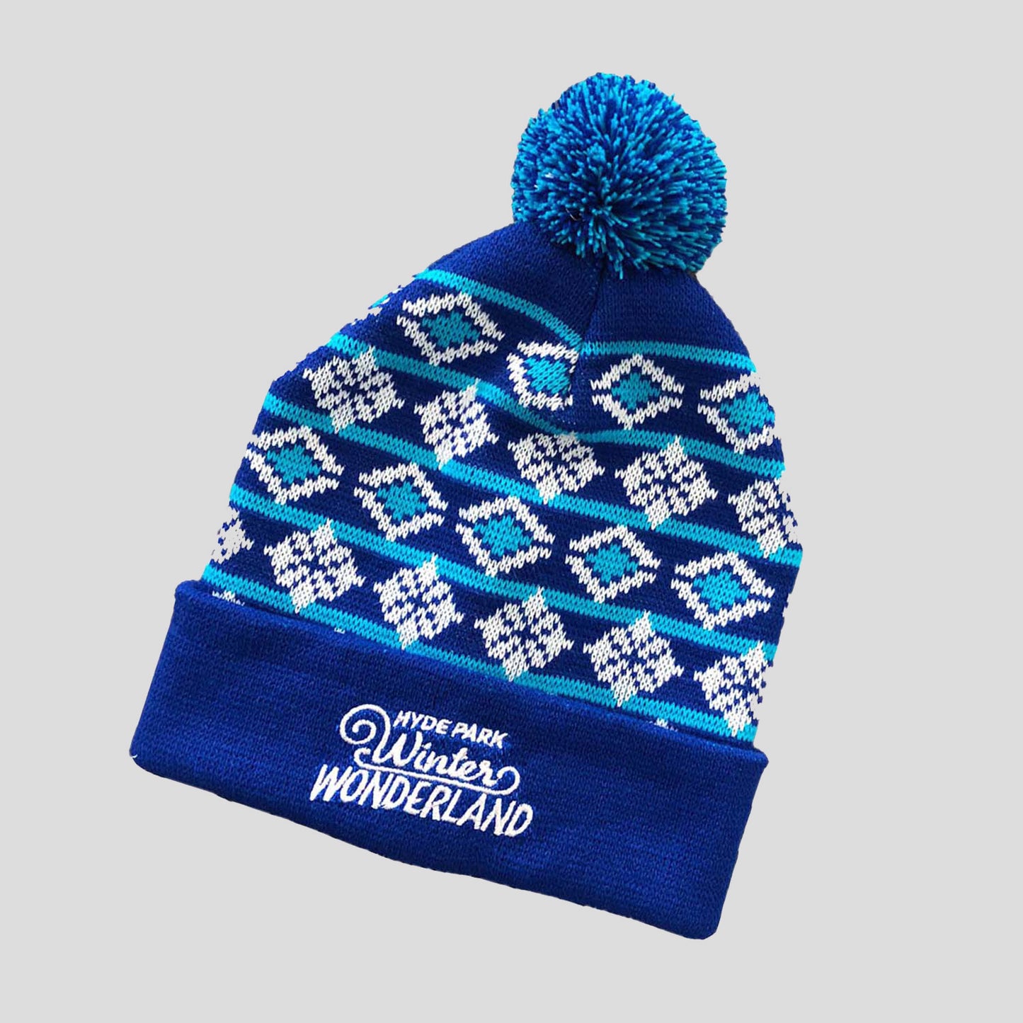 Winter Wonderland Snowflake Dark Blue Beanie